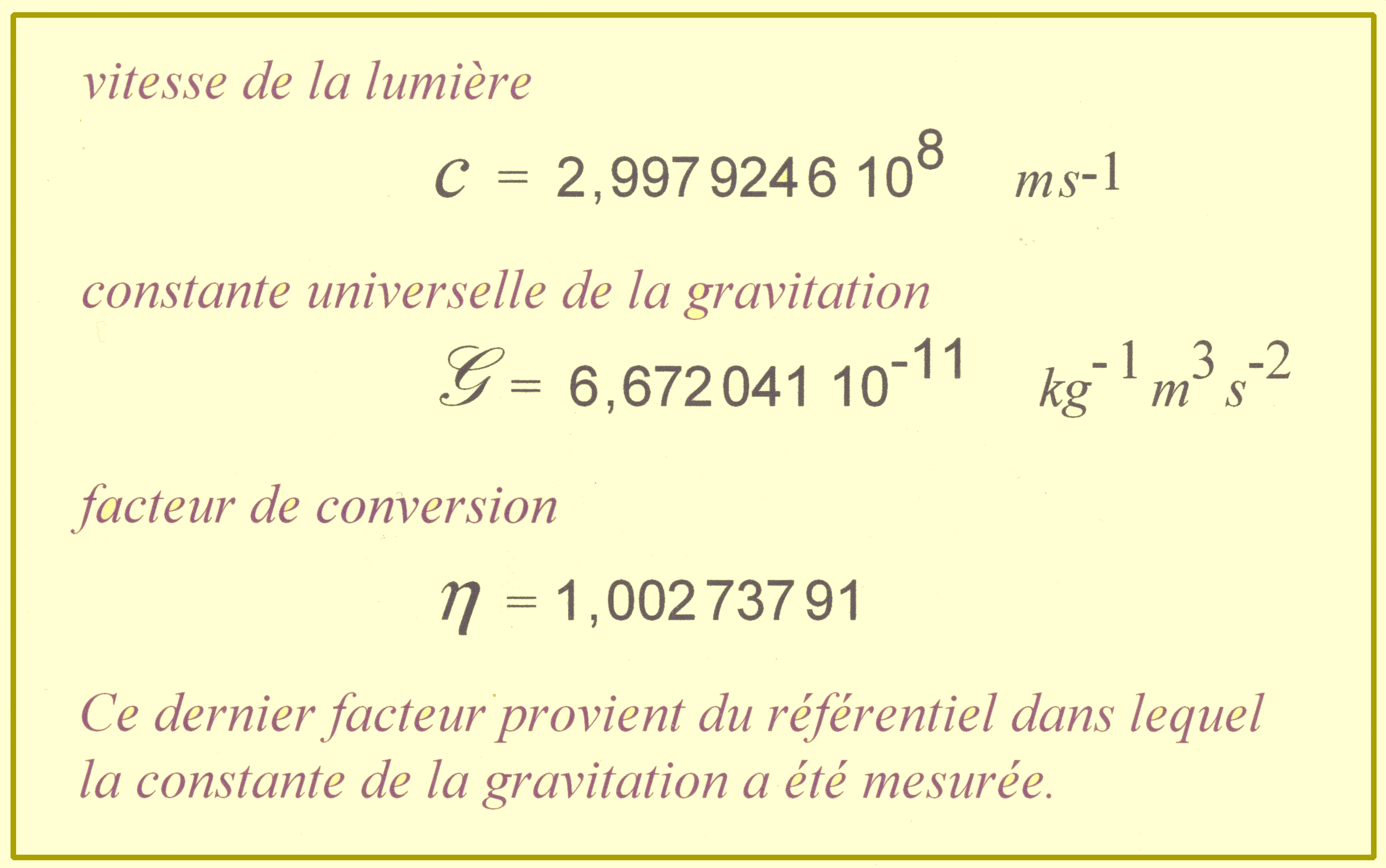 constantes universelles